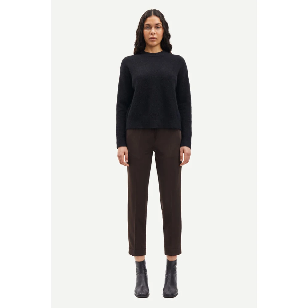 Samsøe Getailleerde Geweven Broek met Elastische Taille Brown Dames