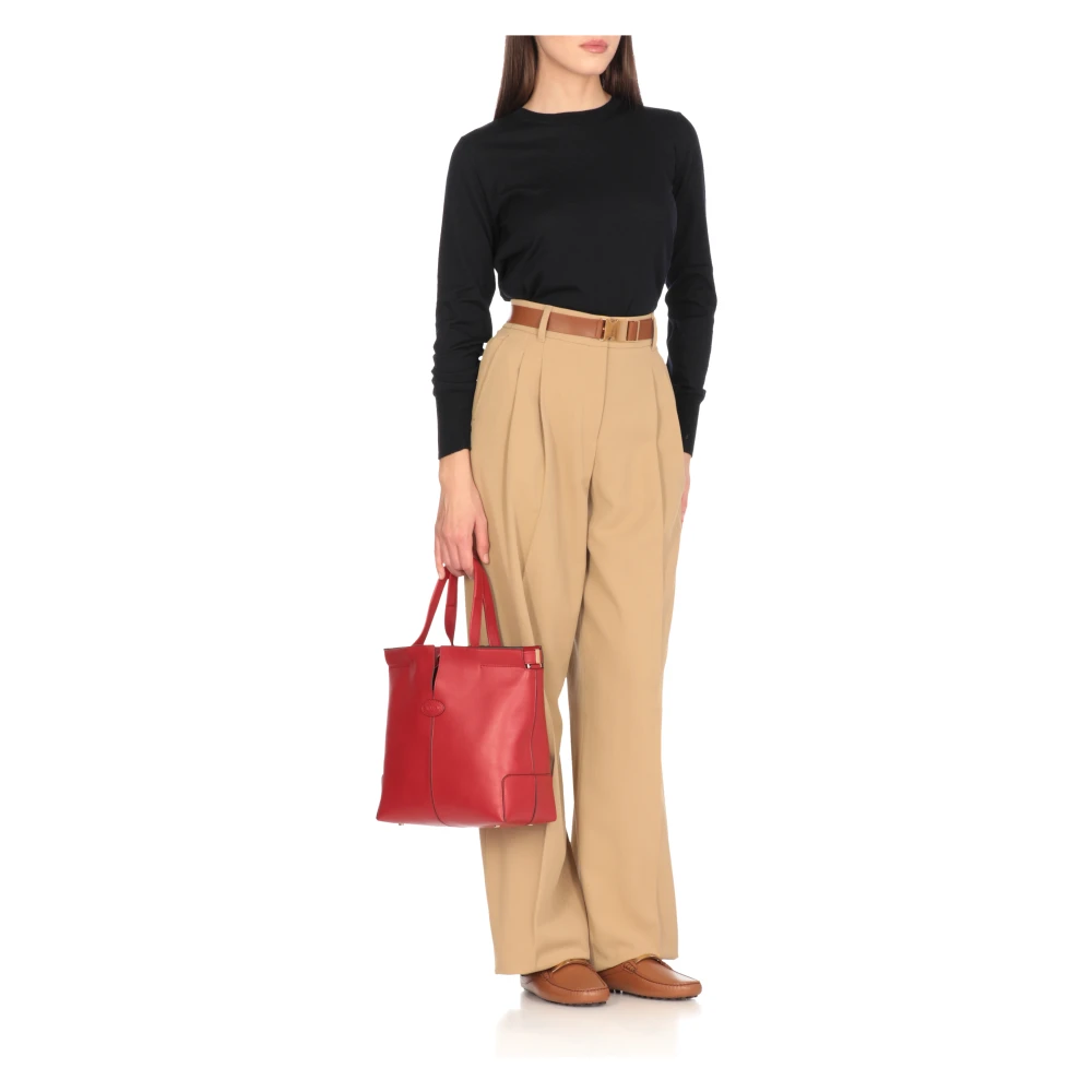 TOD'S Rode leren tas met handvatten en schouderband Red Dames