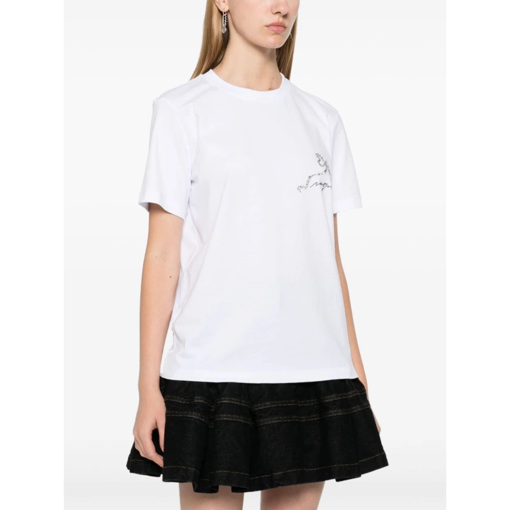 Msgm Kristalversierd Wit T-shirt White Dames