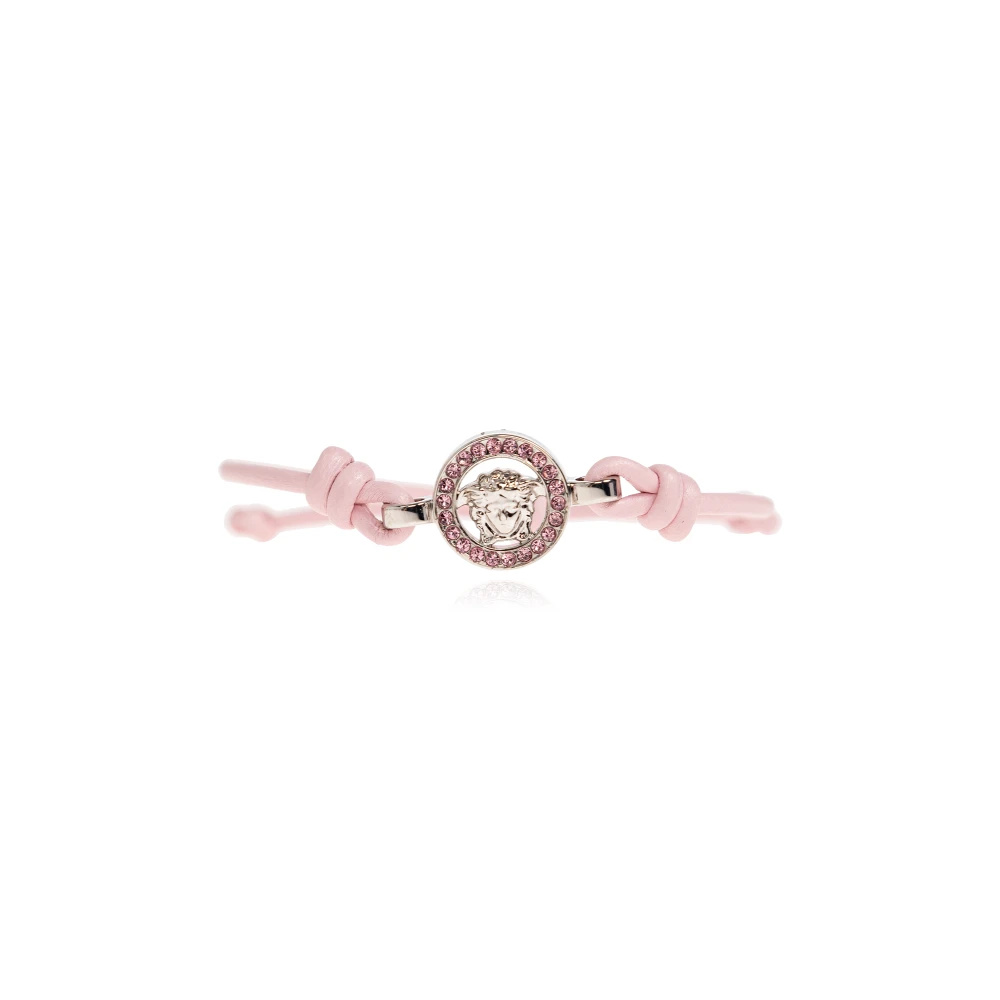 Versace Vrouw Roze Accessoires Dames, One Size, Leer, Medusa '95 Crystal Leather Bracelet