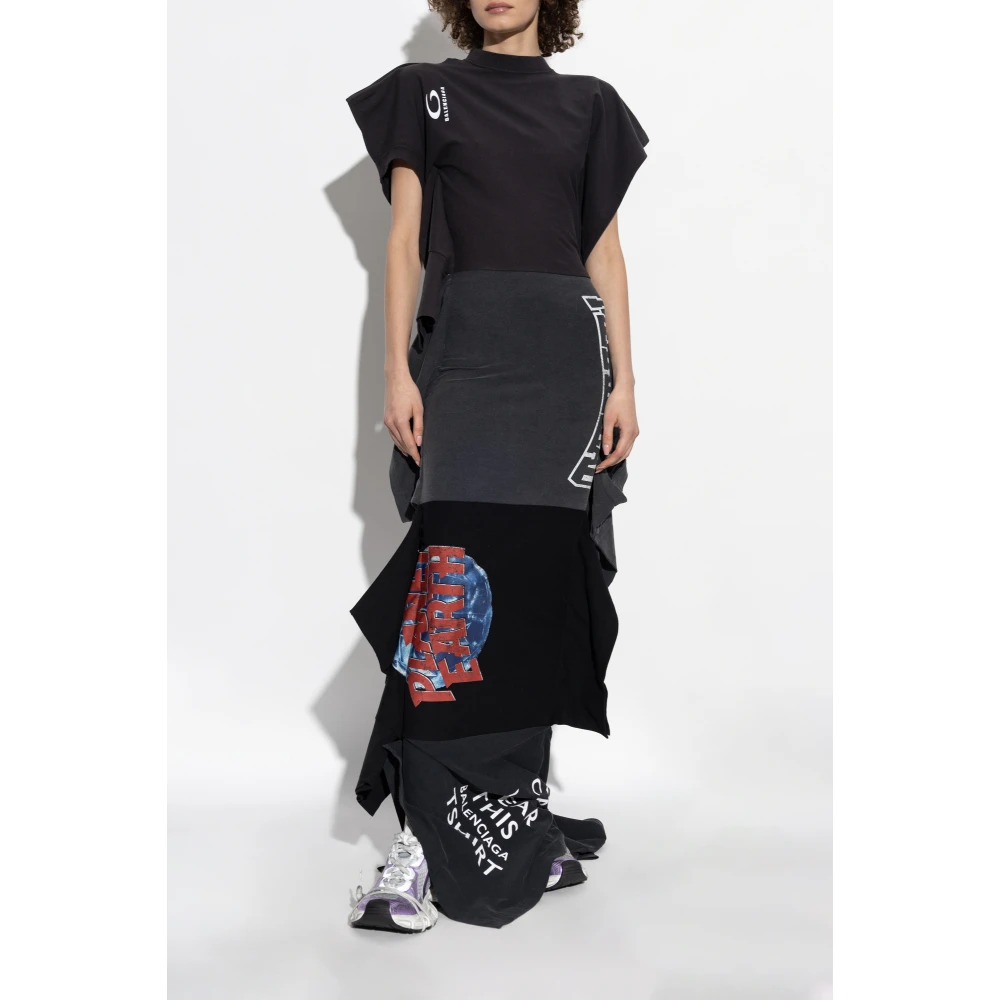 Balenciaga Jurk met print Black Dames
