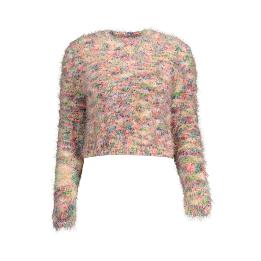 Desigual Women's Pink Cotton Jumper - Round-Neck Knitwear - Xl - Knitwear
