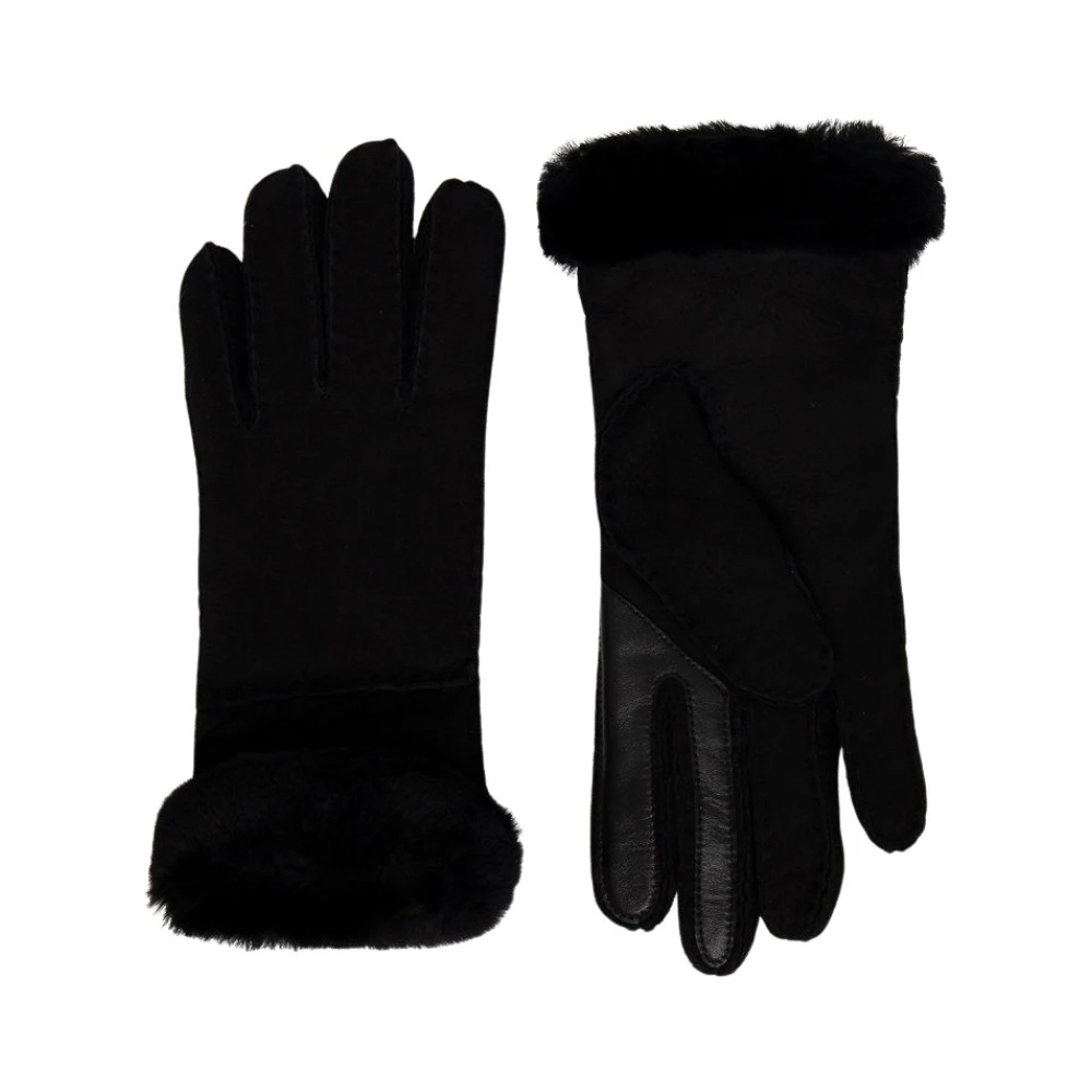 Ugg Donna Nero - Guanti Con Cuciture In Pelle Di Pecora - Accessories - M