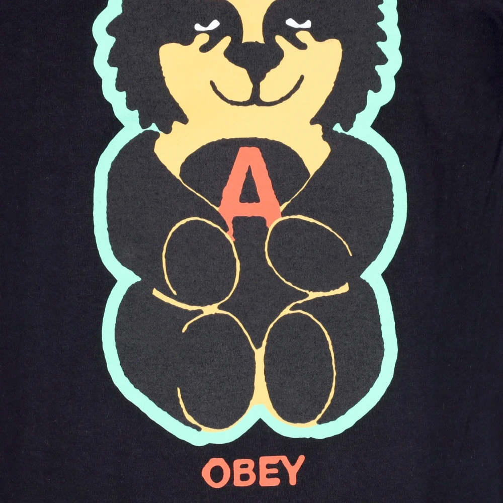 Obey Klassieke Zwarte Tee met Voorkant Print Black Heren