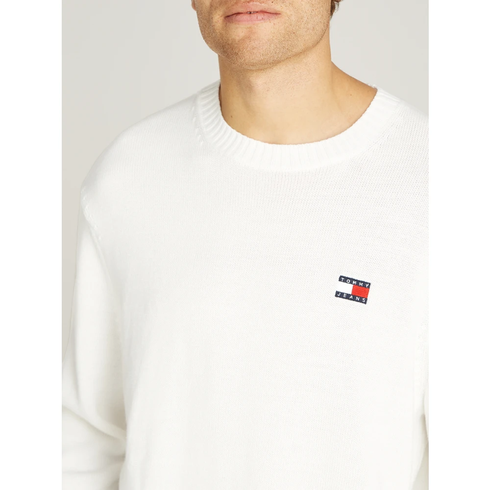 Tommy Jeans Witte Sweater Regular Badge White Heren