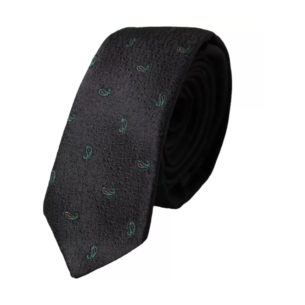 Dolce & Gabbana Dark Gray Fantasy 100% Silk Adjustable Men Tie - Image 3
