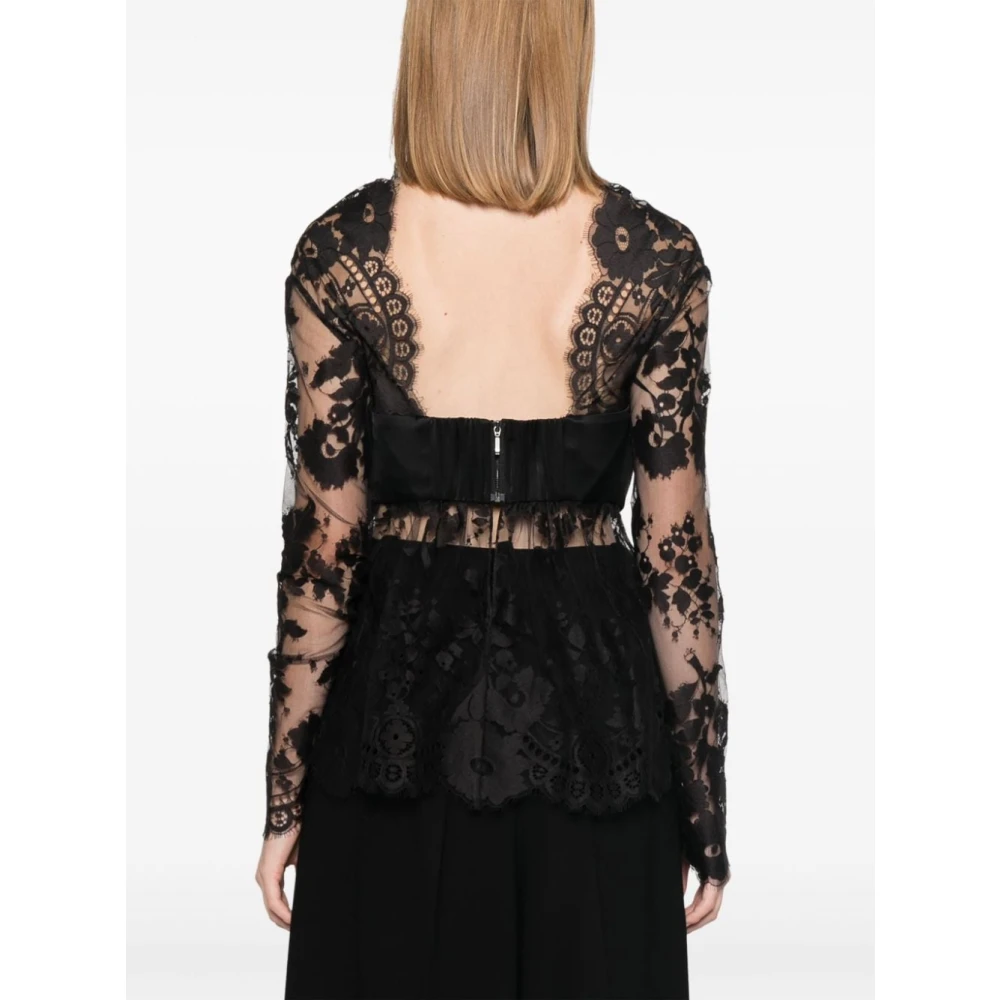Zimmermann Bloemenkant trui met strikdetail Black Dames
