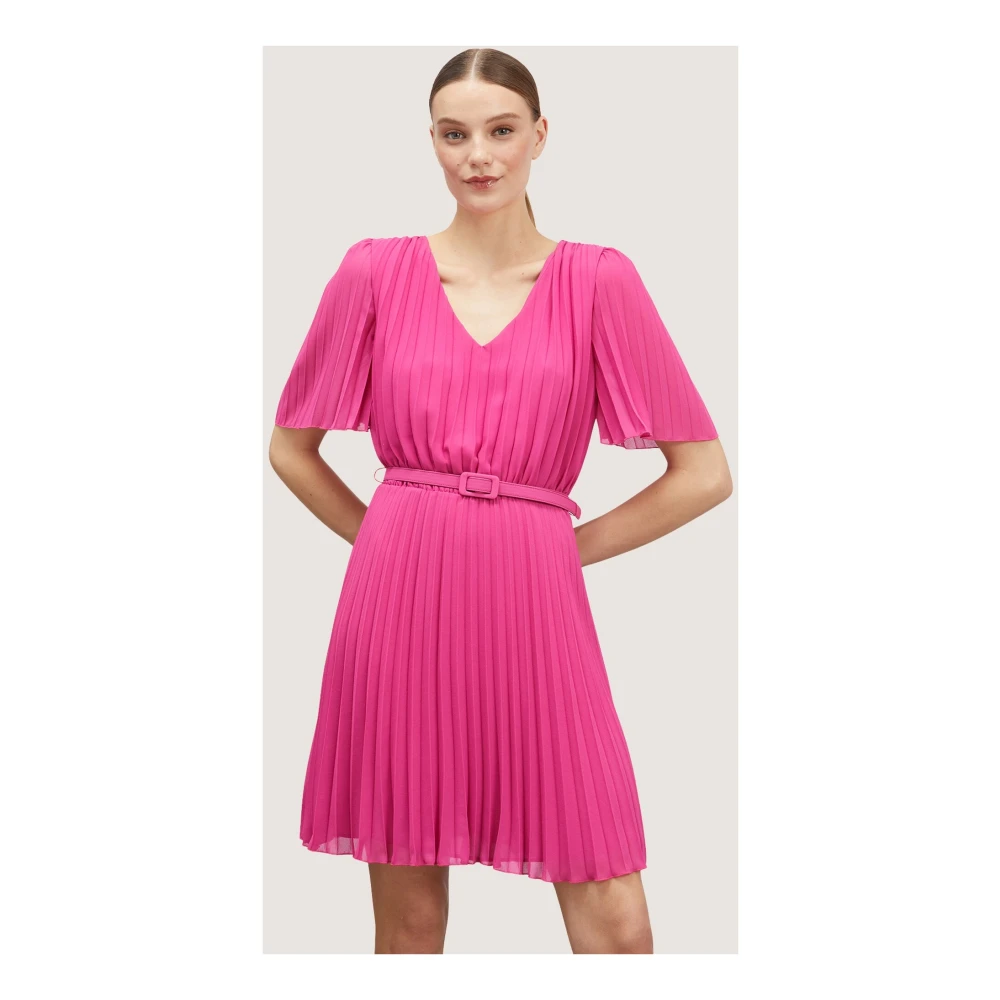 Motivi Geplooid Minijurkje met Riem Pink Dames