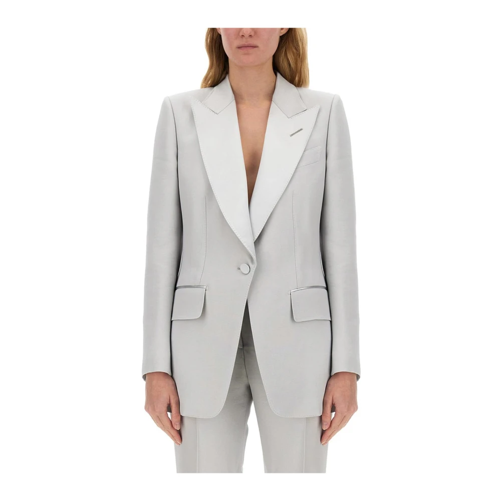 Tom Ford Women's Gray Blazers, M, Shawl Lapel Single-Button Blazer