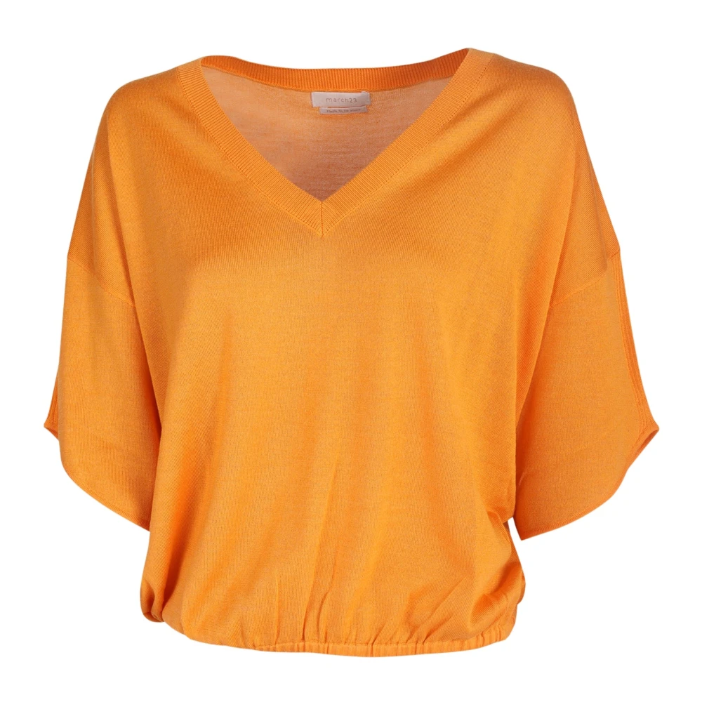 March23 Luxe Gebreide V-Hals Top Orange Dames