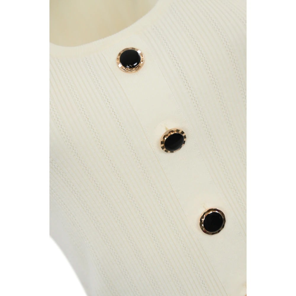 Twinset Mouwloze Gebreide Top met Vesteffect Beige Dames