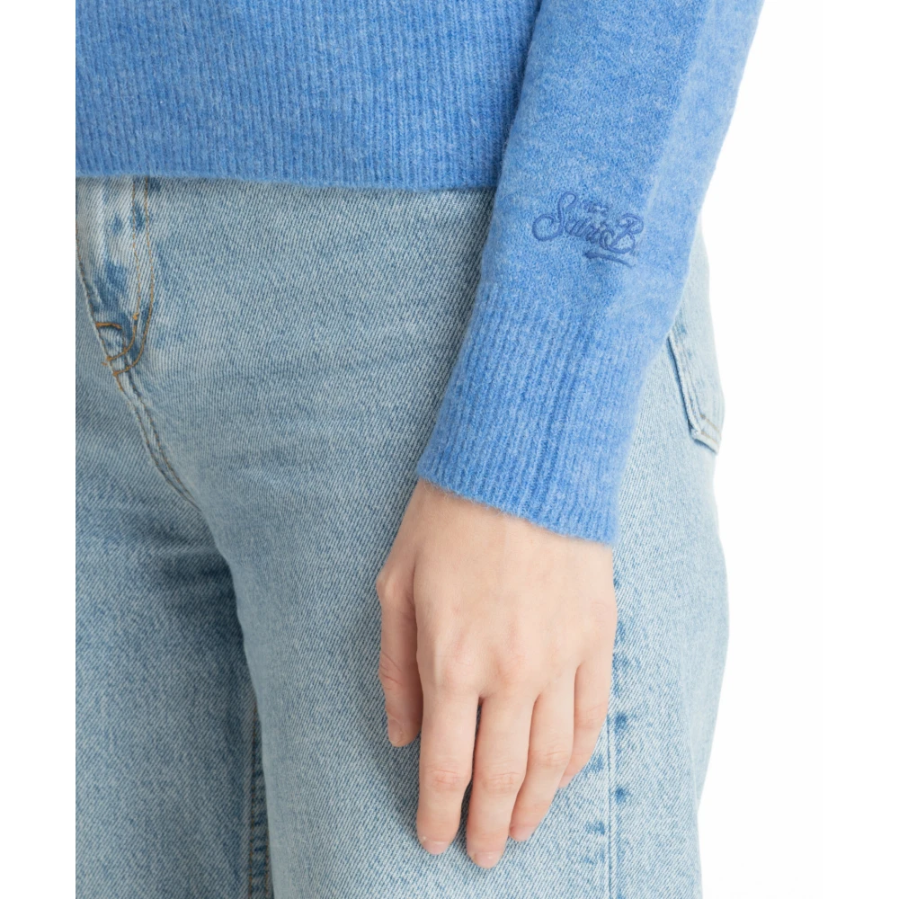 MC2 Saint Barth Abstract Multicolor Geborduurde Sweater Blue Dames