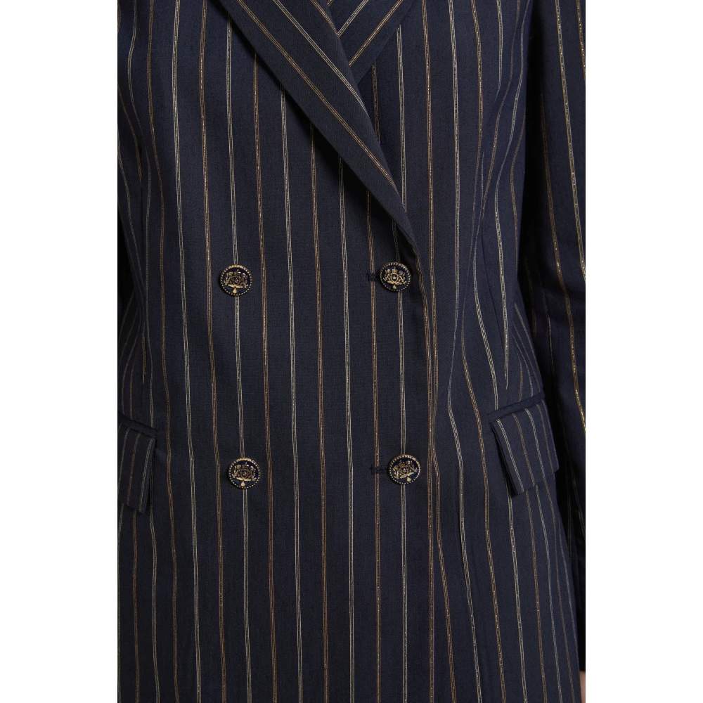 Ermanno Scervino Lurex Blazer met Araldic Knopen Blue Dames
