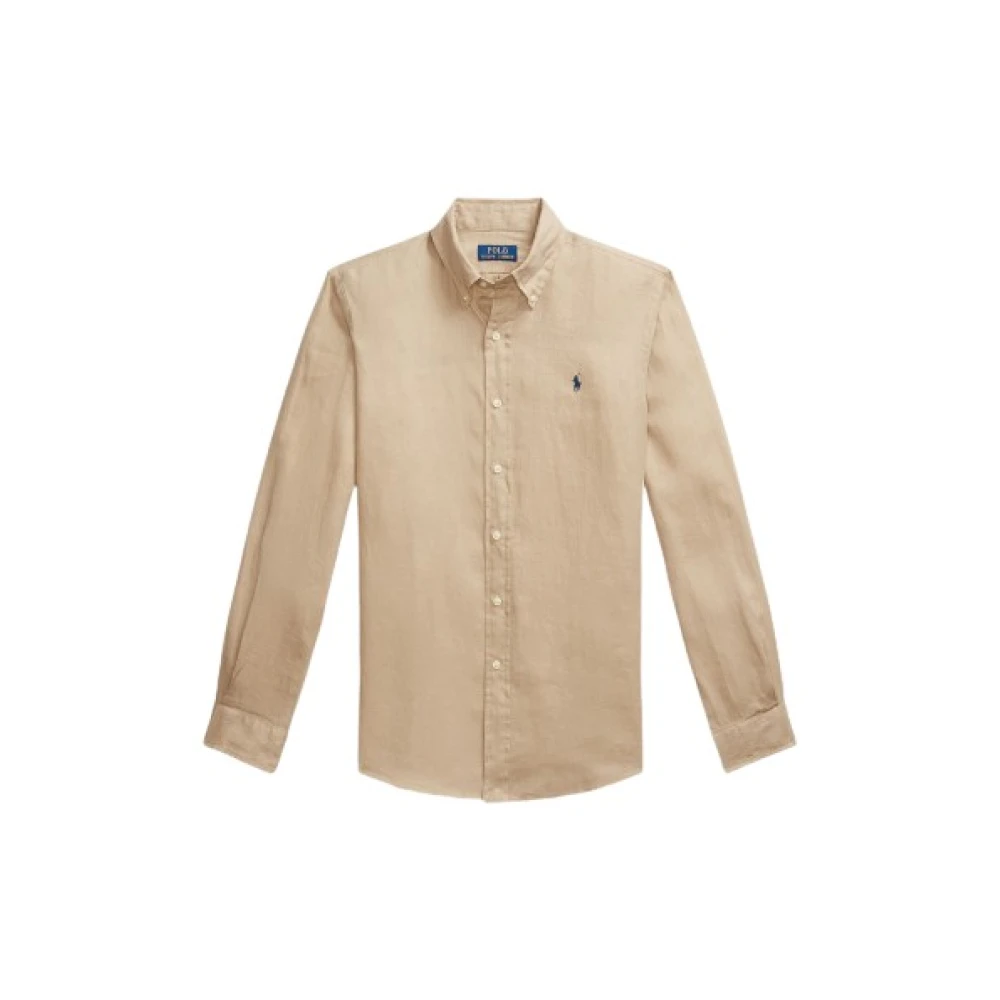 Polo Ralph Lauren Aangepaste Linnen Overhemd Beige Heren