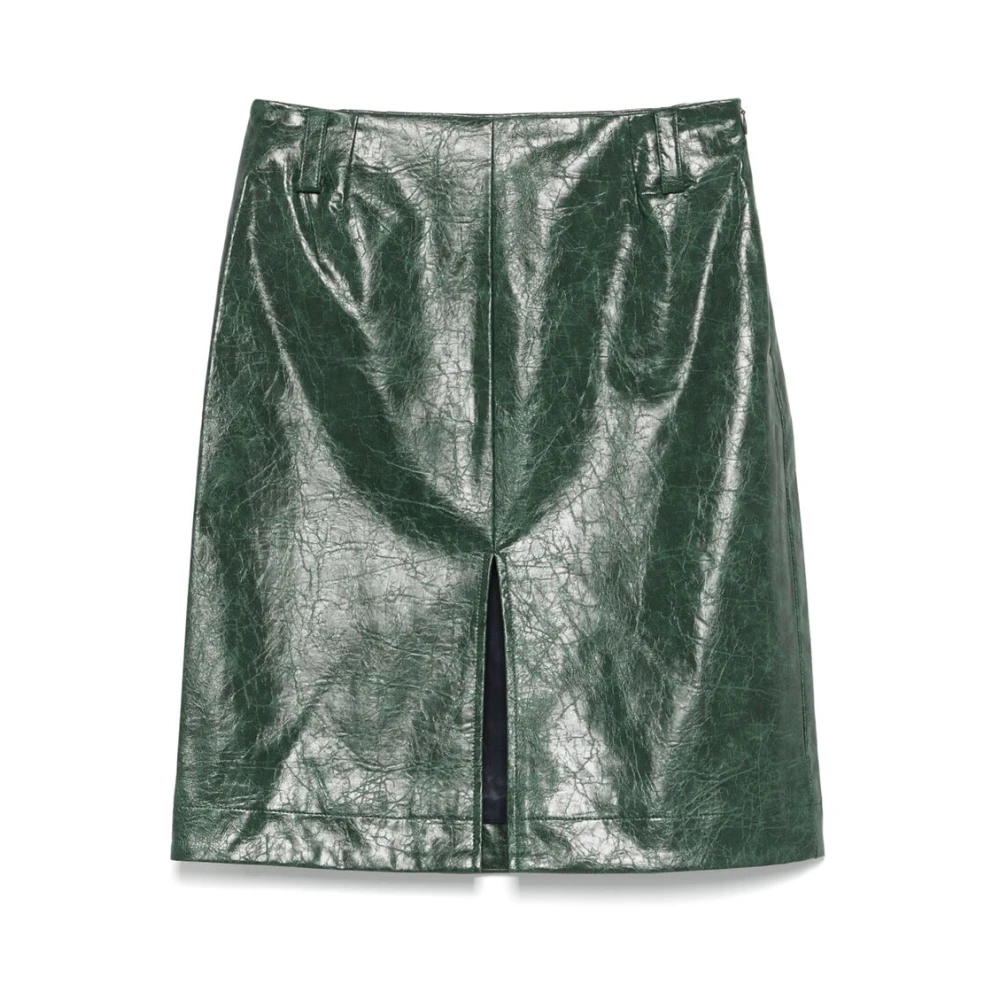 BAUM UND PFERDGARTEN Donkergroene Leren Rok met Voorspleet Green Dames