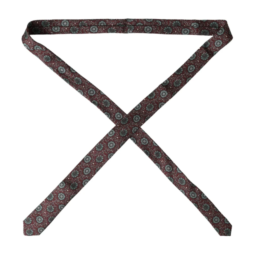 Dolce & Gabbana Maroon Bloemen Zijden Stropdas Brown Heren