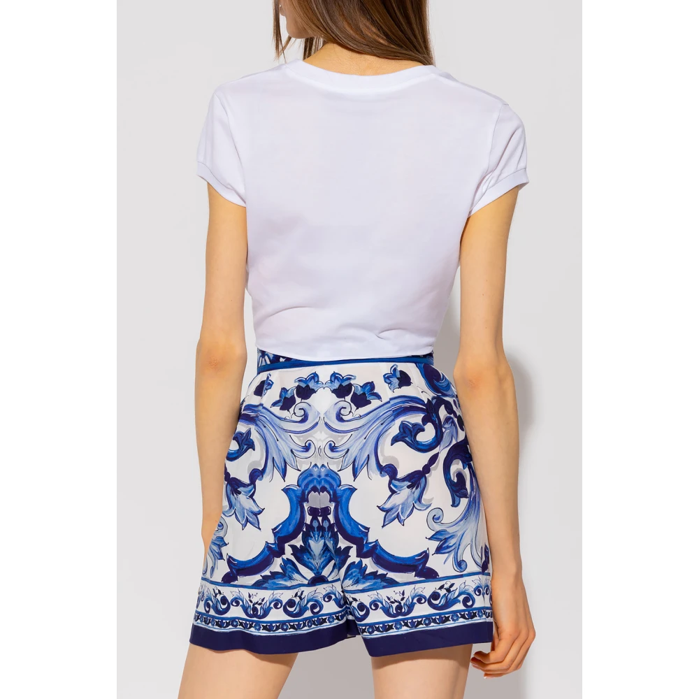Dolce & Gabbana T-shirt met stropdasdetail White Dames