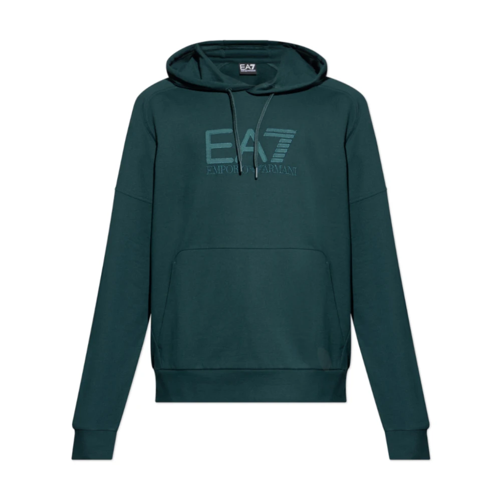Emporio Armani Ea7 Grön Logo Series Hooded Sweatshirt