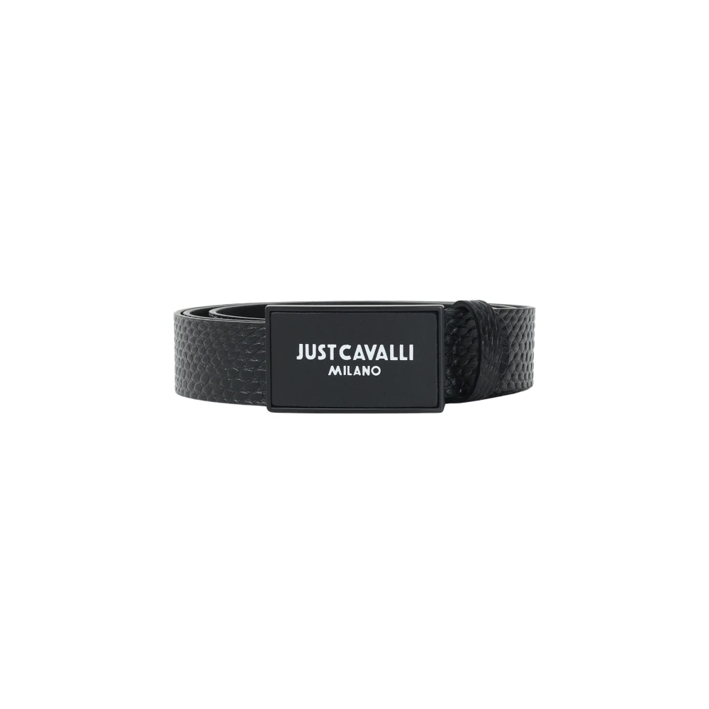Just Cavalli Zwart Slangeneffect Leren Riem Black Heren