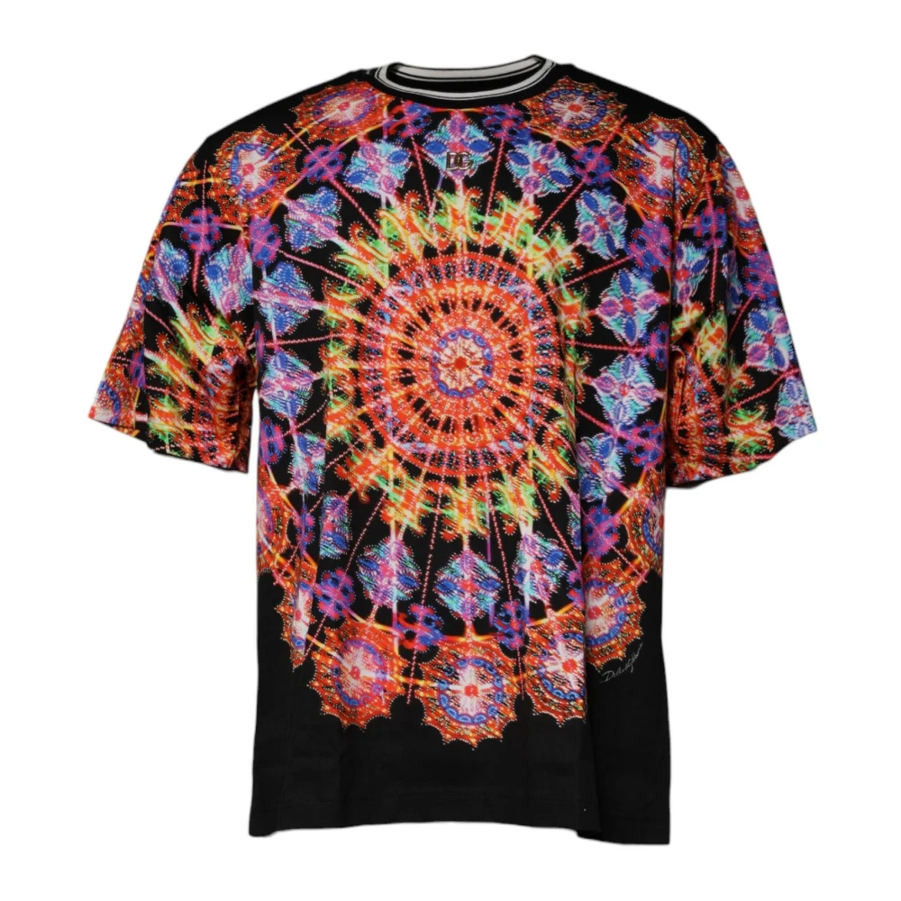 Dolce & Gabbana Men's Multicolor T-Shirts, 4XL, Kaleidoscope Print Crew Neck T-Shirt