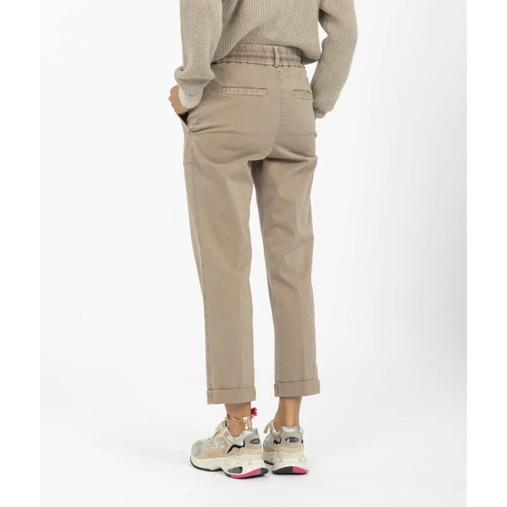 PESERICO Sportieve katoenen broek met zakken Beige Dames