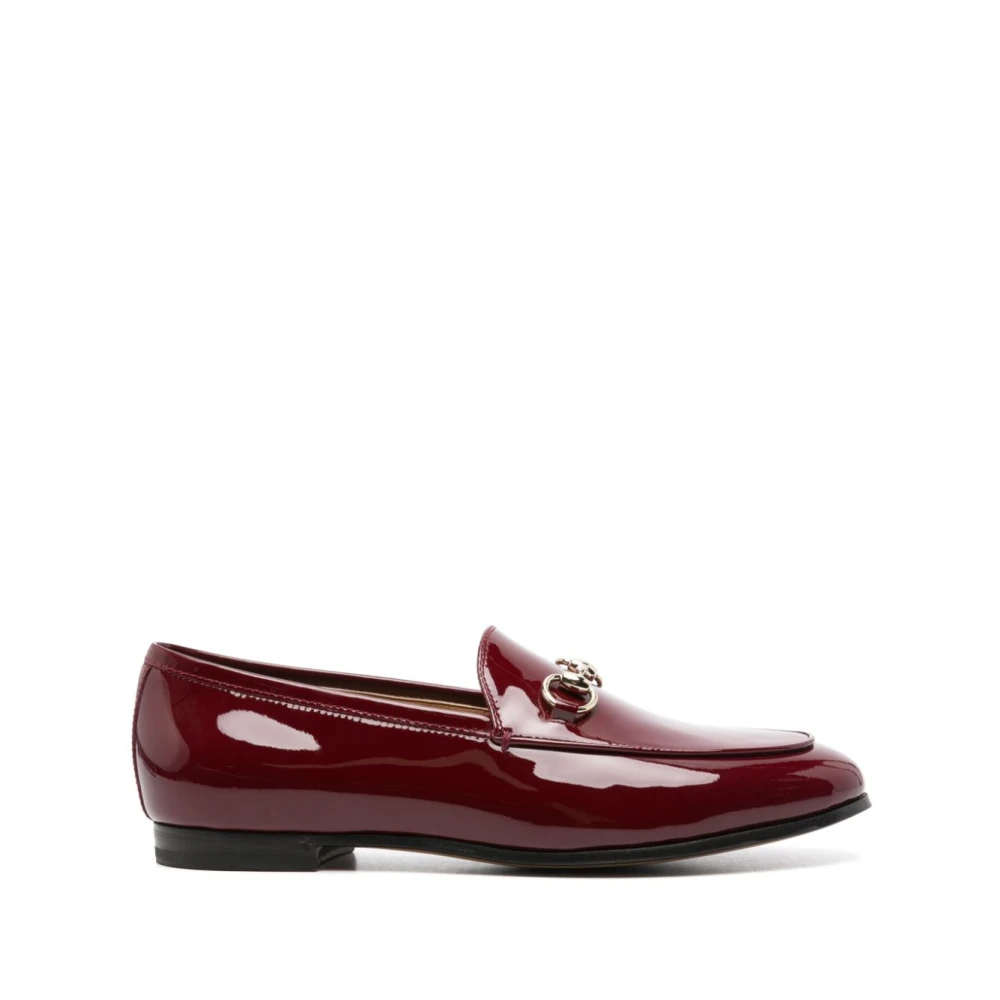 Gucci Bordeaux platta skor med Horsebit detalj Red, Dam