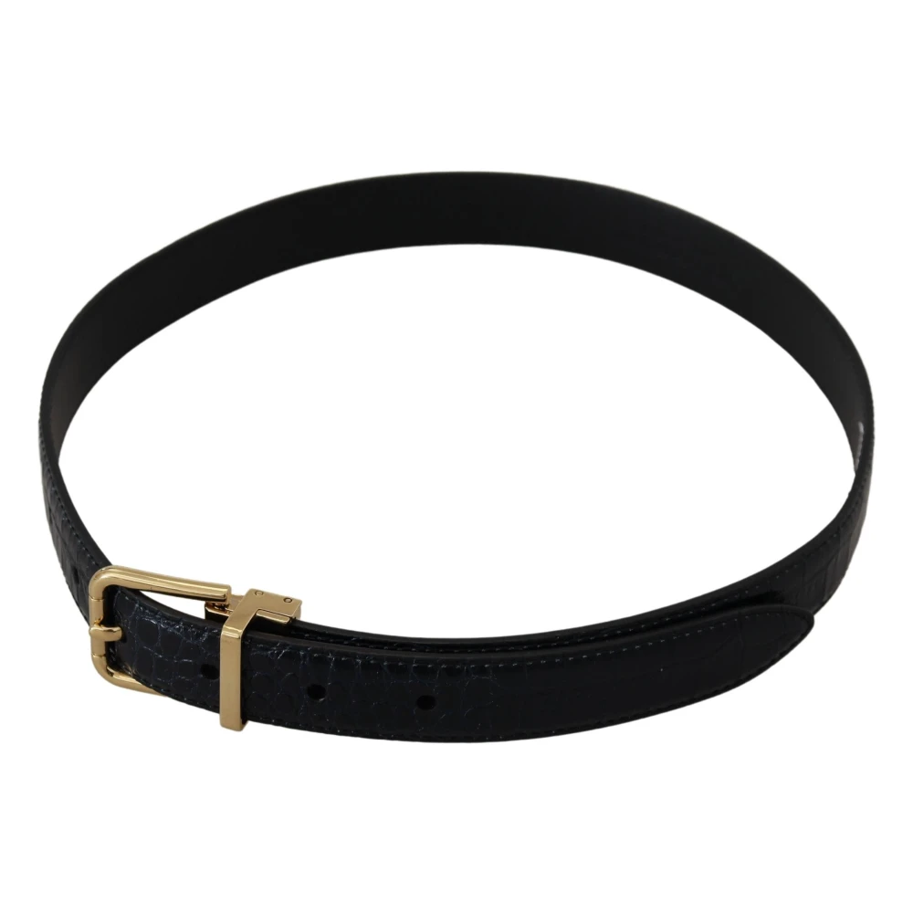 Dolce & Gabbana Zwarte exotische leren riem met gouden gesp Black Heren