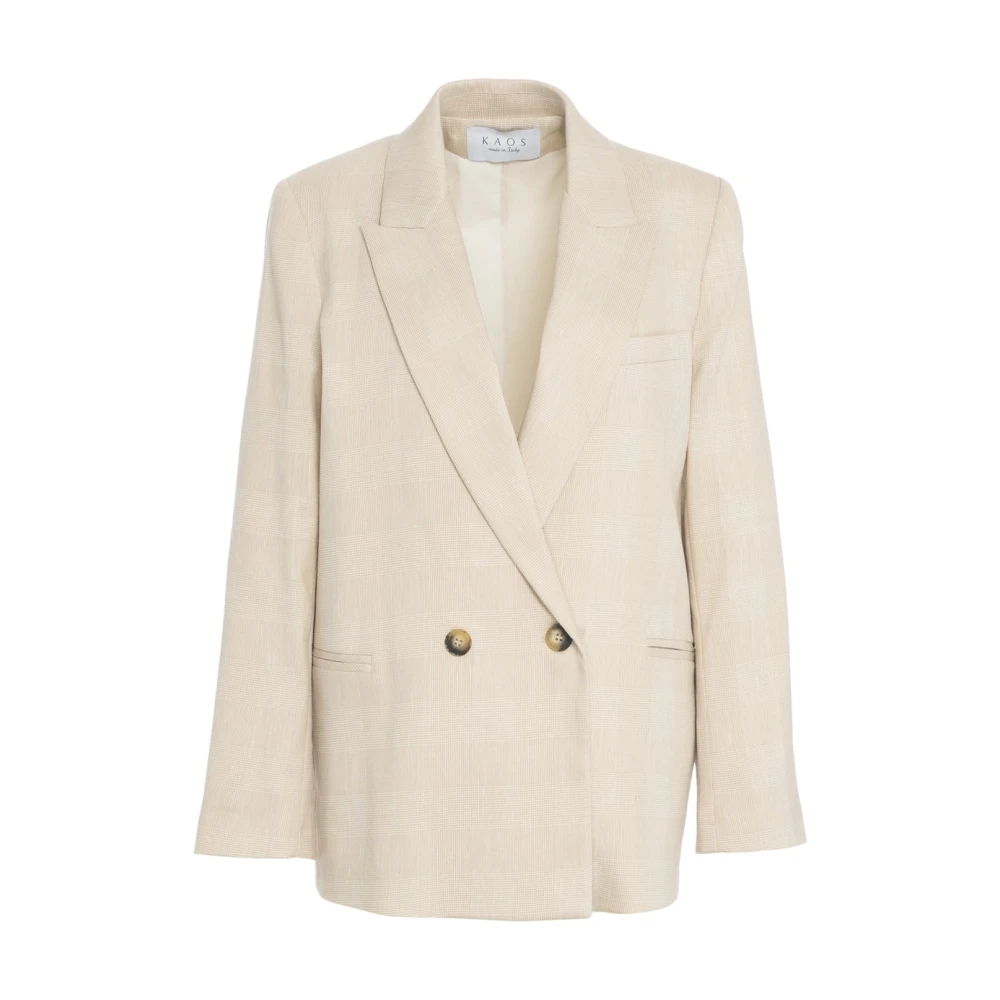 Kaos Beige Double-breasted Glencheck Blazer Beige Dames