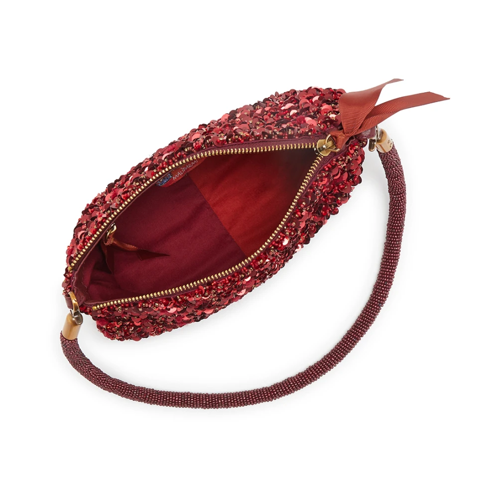 Maliparmi Handgeborduurde Tweed Schoudertas Red Dames