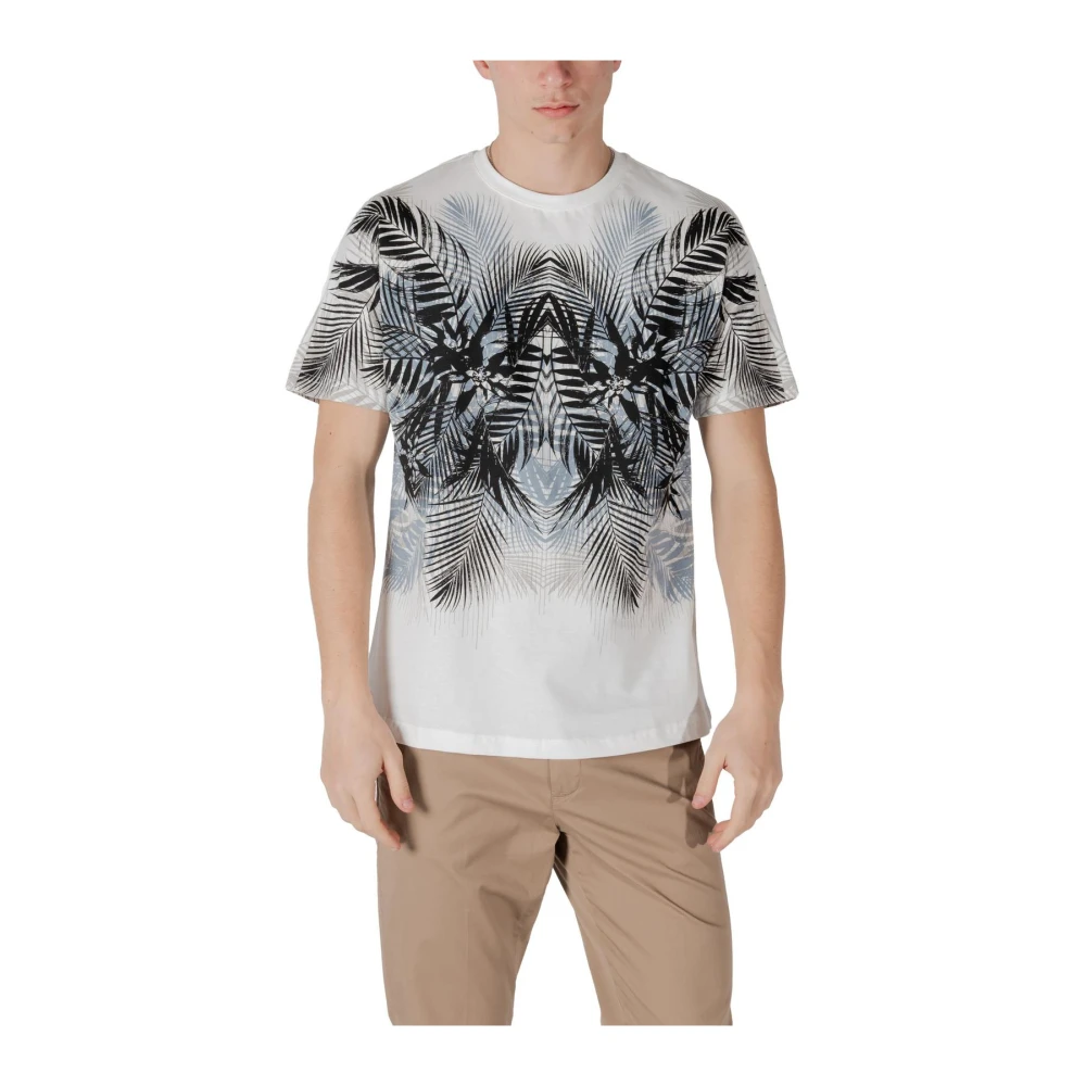 Antony Morato Men's White T-Shirts, 2XL, Palm Leaf Print Tshirt