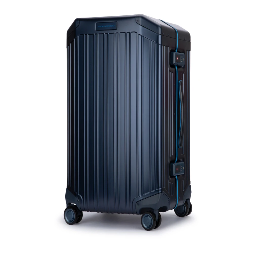 Piquadro Aluminium en leren trolleytas Blue Unisex