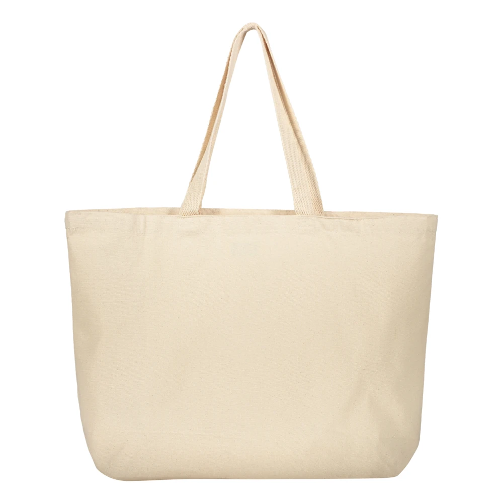 Market Canvas Tote Tas met Voorprint Beige Heren