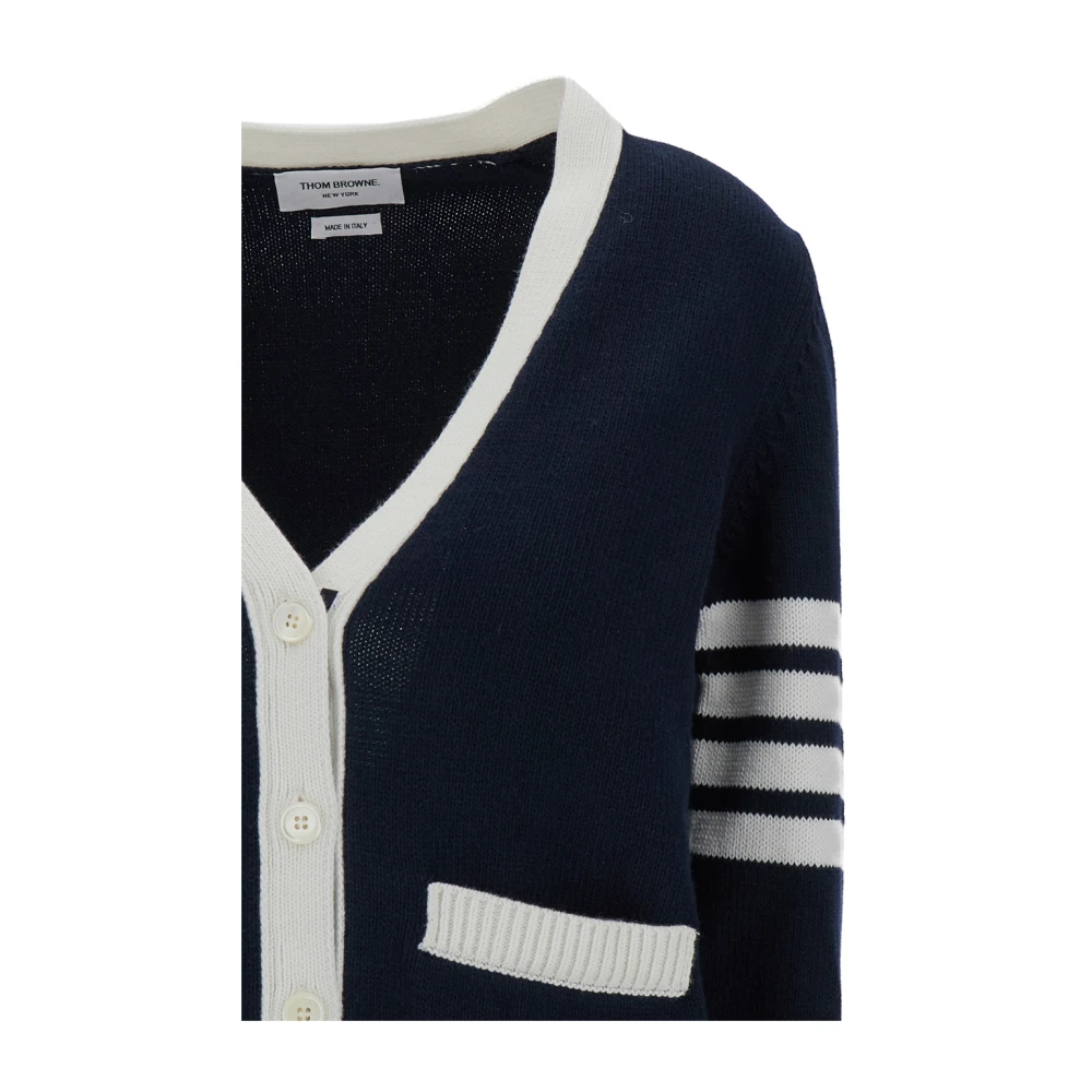 Thom Browne Hector Icon V-Neck Cardigan Sweater Blue Dames