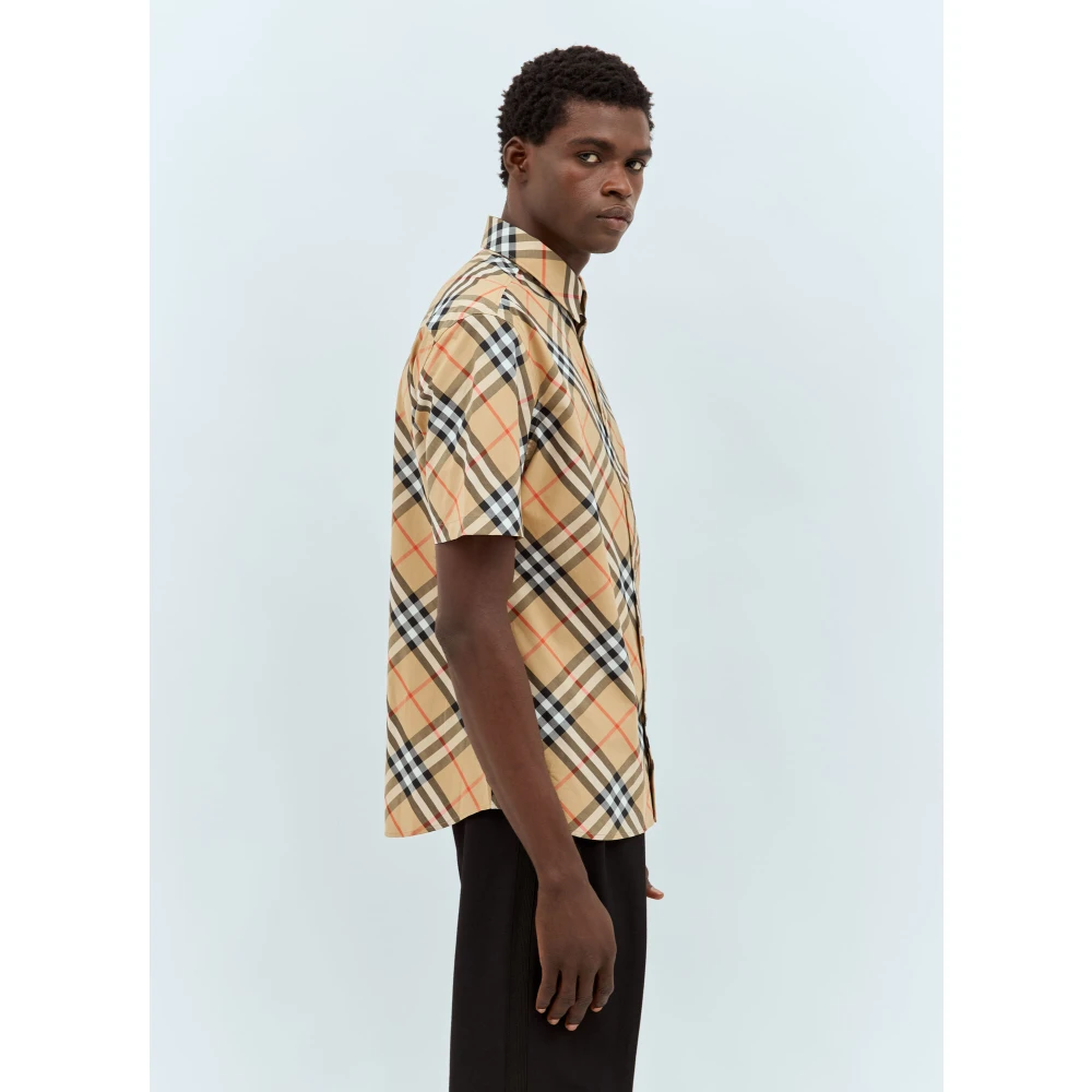 Burberry Klassieke Check Poplin Overhemd Beige Heren