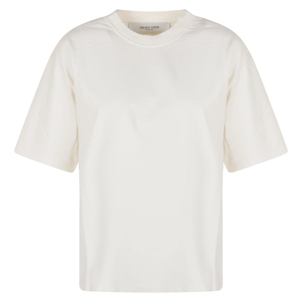 Golden Goose Women's White T-Shirt With Reverse Logo On The Back - T-Shirts - L - Tops