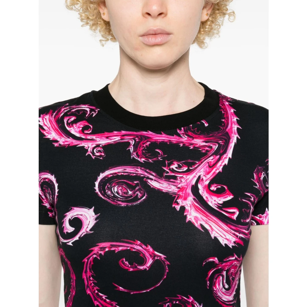 Versace Jeans Couture Zwarte T-shirt voor vrouwen Aw24 Multicolor Dames