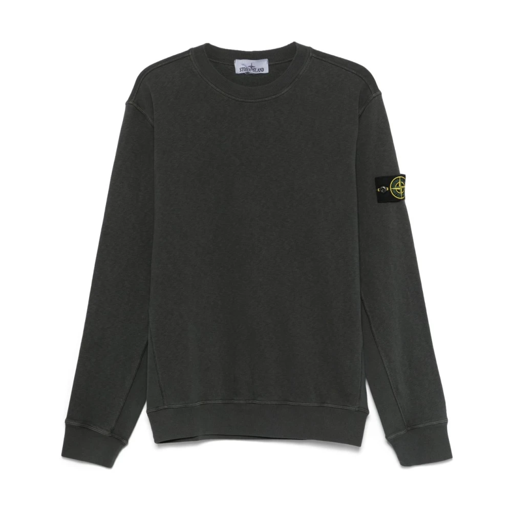 Stone Island Gray Sweatshirts, Male, M, Grey Crewneck Sweatshirt Ss25
