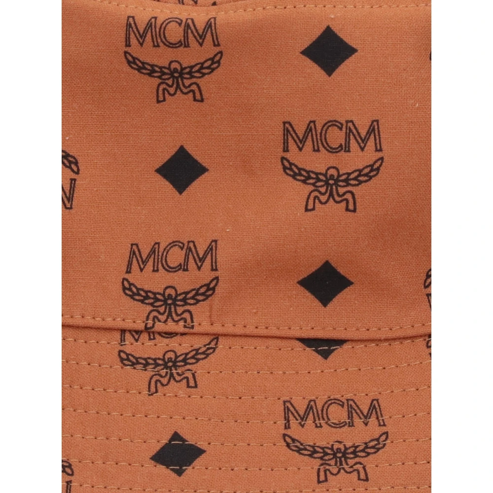 MCM Omkeerbare Bucket Hat Beige Katoen Logo Print Brown Heren