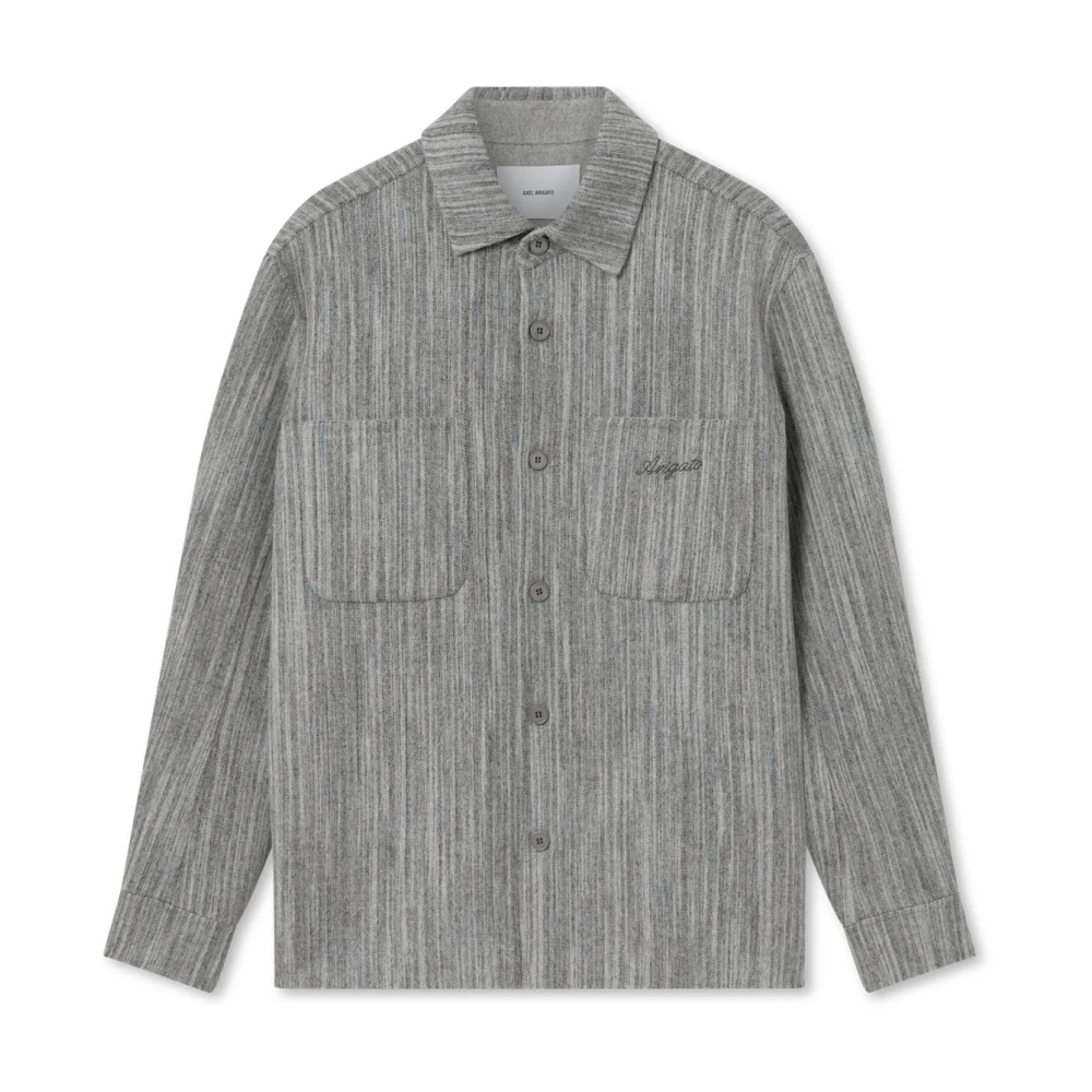Axel Arigato Men's Gray Light Jackets, Xl, Aidan Striped Shirt