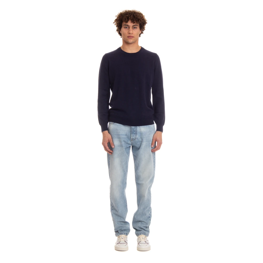 BRUNELLO CUCINELLI Blauwe Cashmere Crewneck Sweater Blue Heren