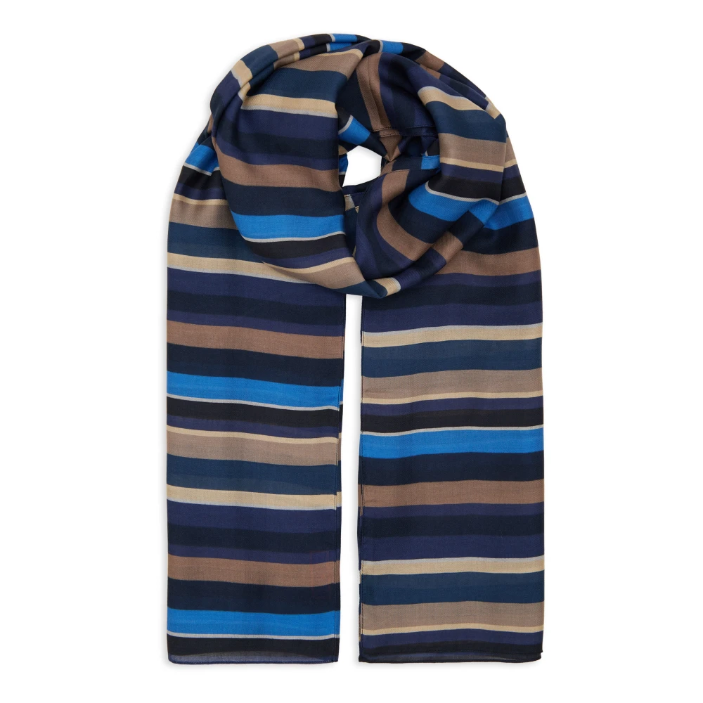 Gallo Lichtgewicht blauwe uniseks sjaal met veelkleurige strepen Multicolor Unisex