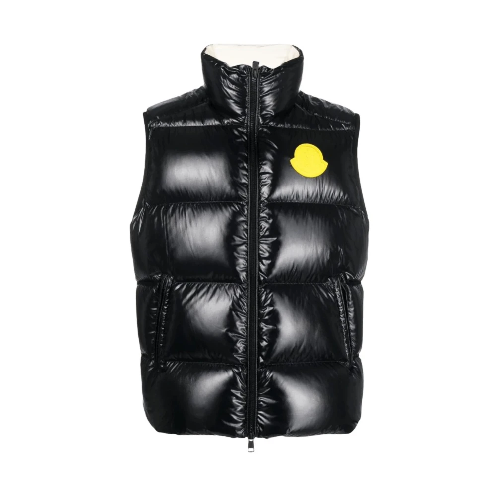 Moncler logo-patch gewatteerd vest Black Heren