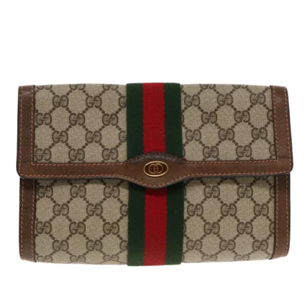 Gucci Vintage Pre-owned Leather clutches Beige Dames