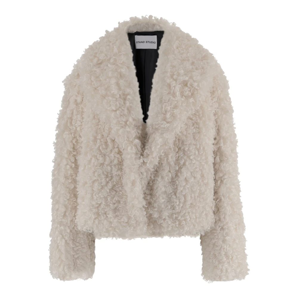 Stand Studio Women's White Samara Furry Fake Fur Jacket - Faux Fur & Shearling Jackets - S - Jackets