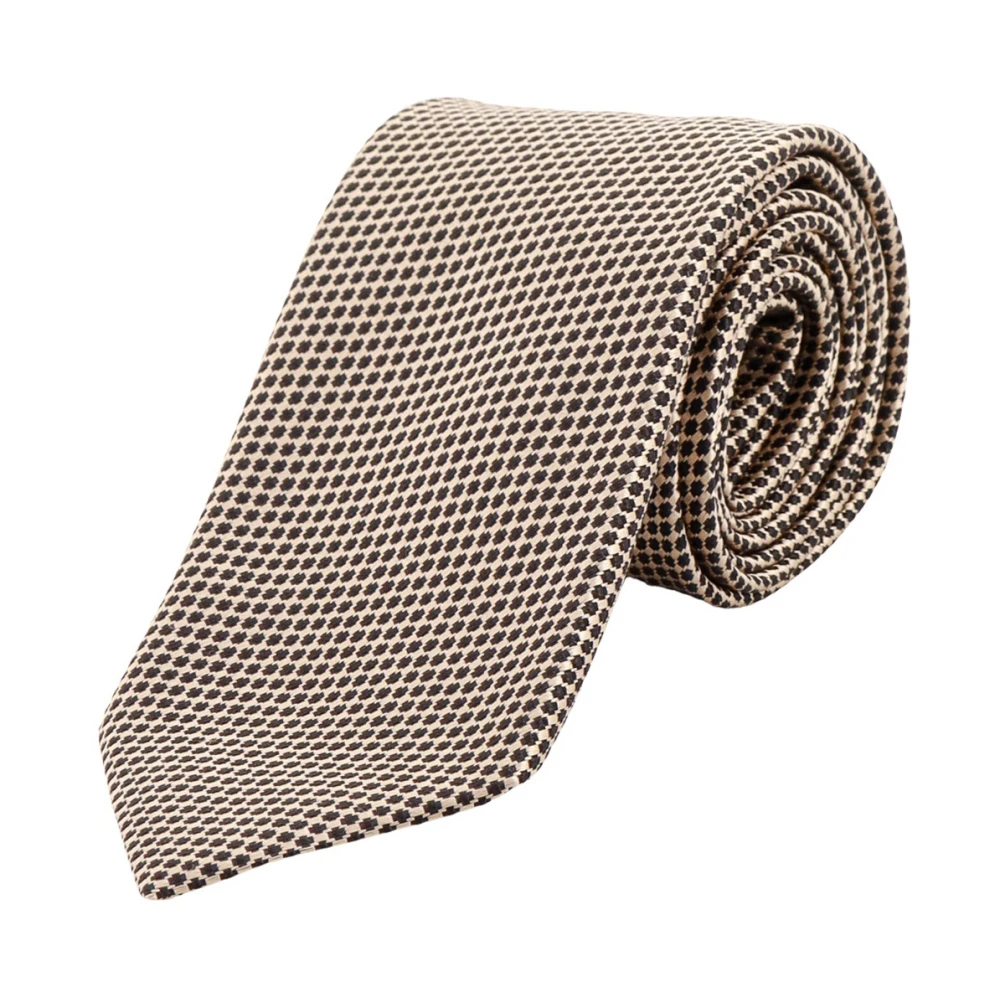 Tom Ford Zijden stropdas met micro-patroon Beige Heren
