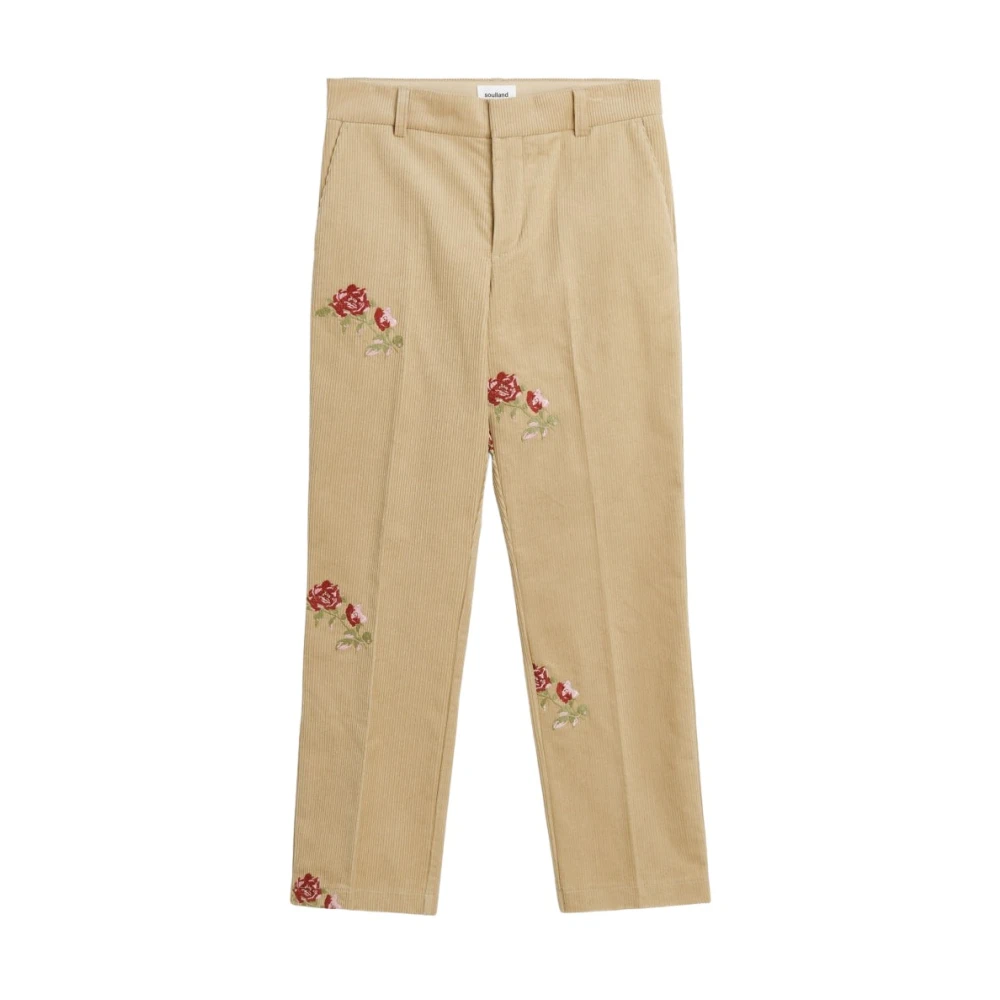 Soulland Geborduurde Corduroy Werkbroek Beige Unisex