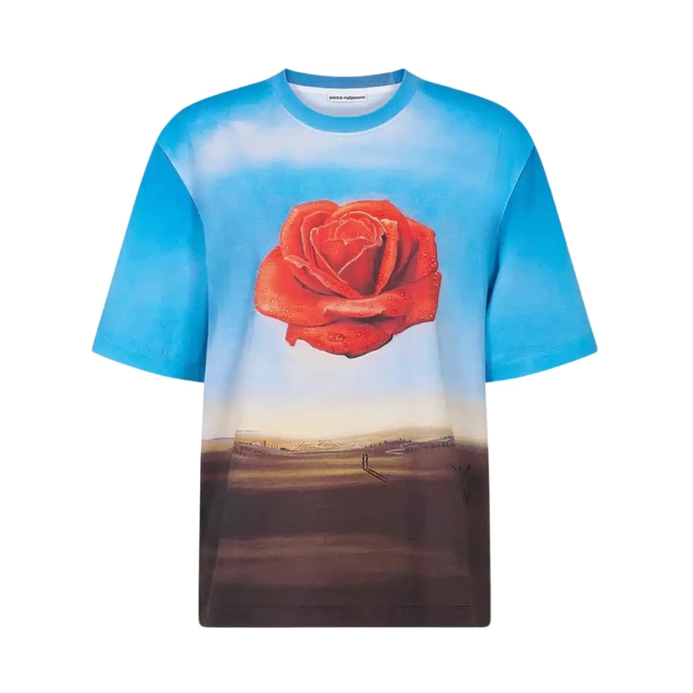 Paco Rabanne Rode Roos Korte Mouw Shirt Geïnspireerd door Salvador Dalí Blue Dames