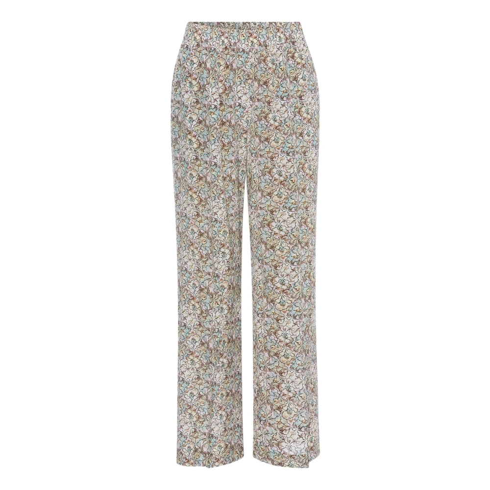 Heartmade Zijden Beige Broek Straight Fit Multicolor Dames