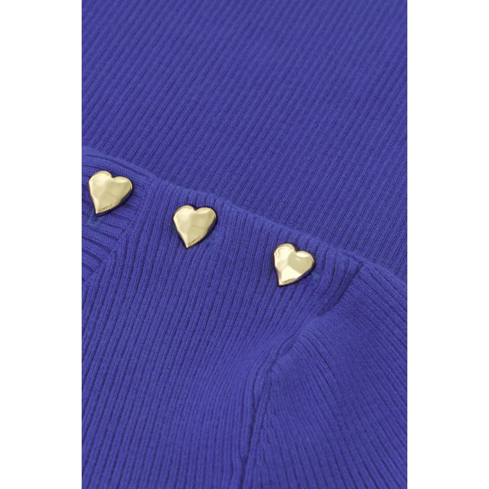 Fabienne Chapot Paarse korte mouw trui met knoopdetails Blue Dames