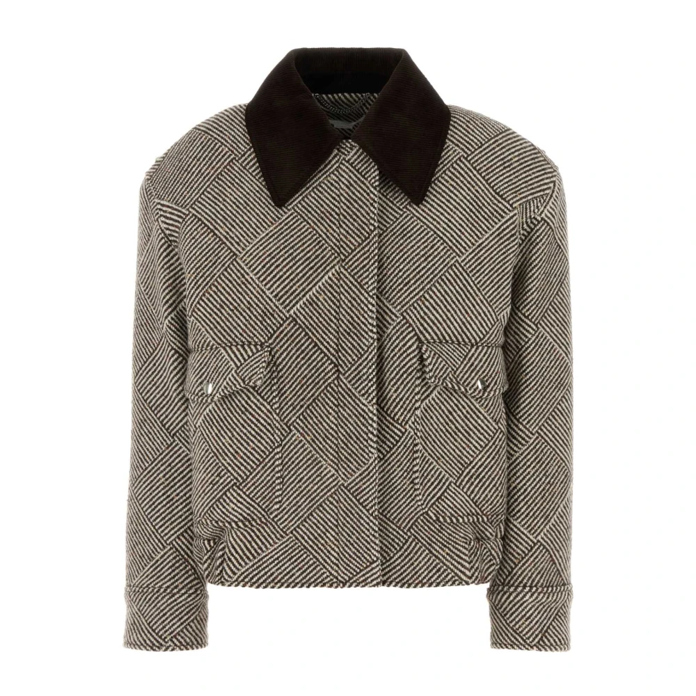 Stella Mccartney Geborduurde Tweed Oversized Bomberjack Gray Dames